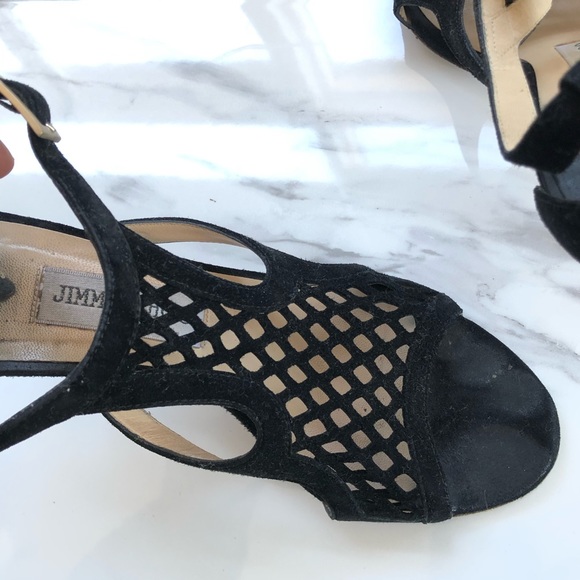Authentic Jimmy Choo Black Suede Cutout Sandals - Picture 4 of 6